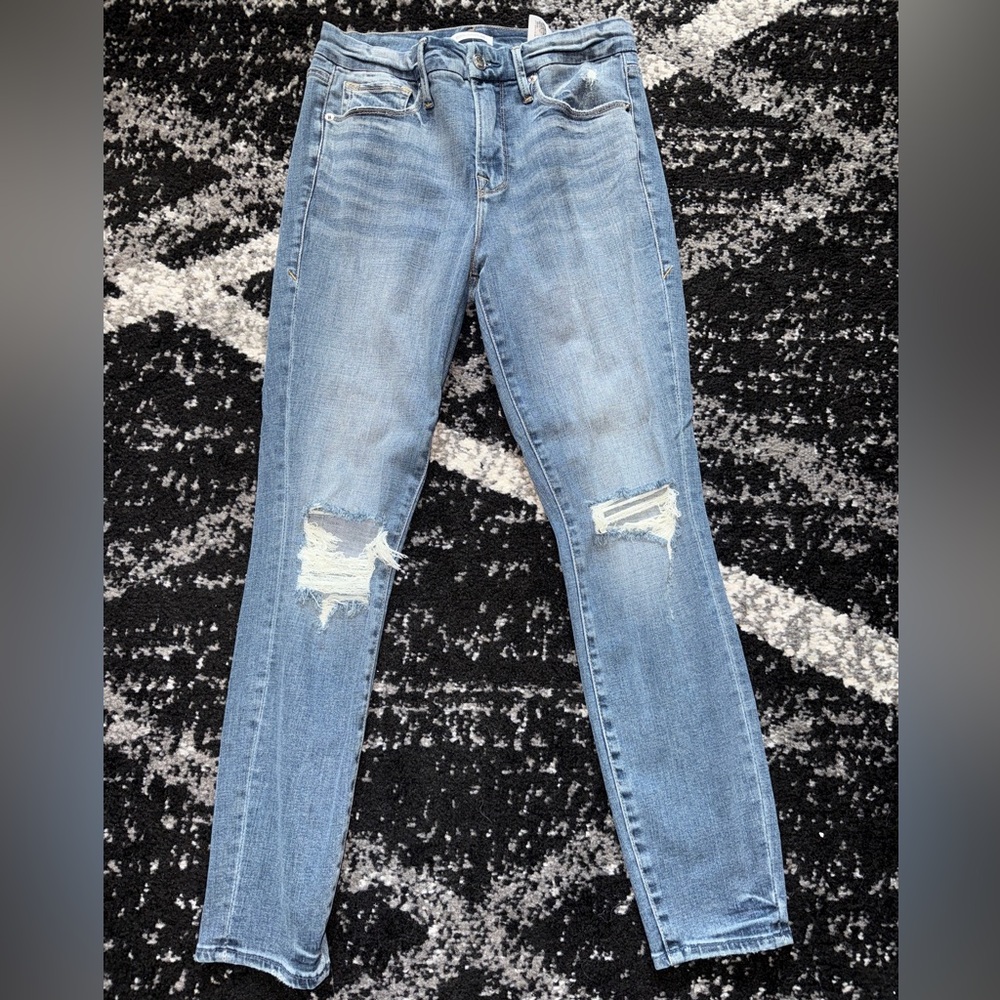Good American Good Legs Crop Skinny Jeans Distressed